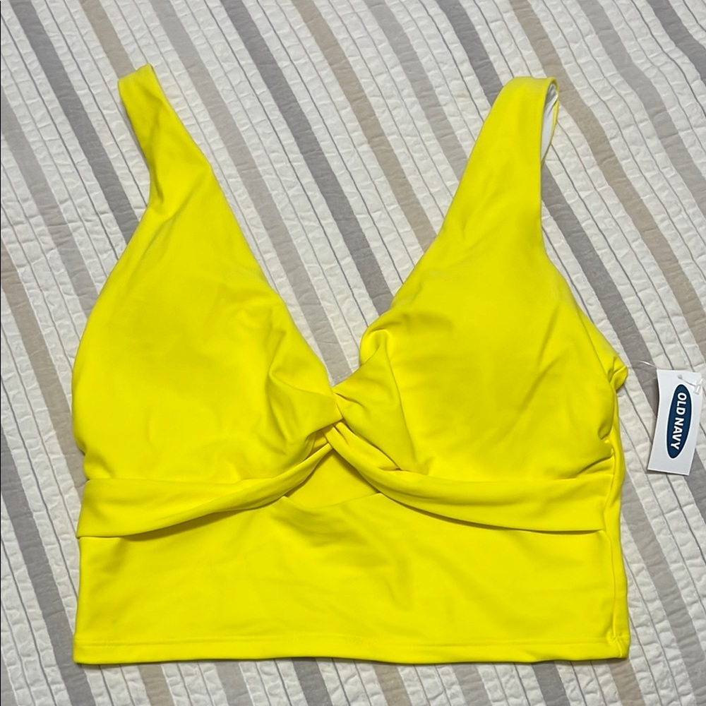 Old Navy Bright Yellow Twist Crop Top